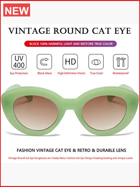 Oversized Cat Eye Sunglasses Thick Frame Retro Chunky Shades UV Protection